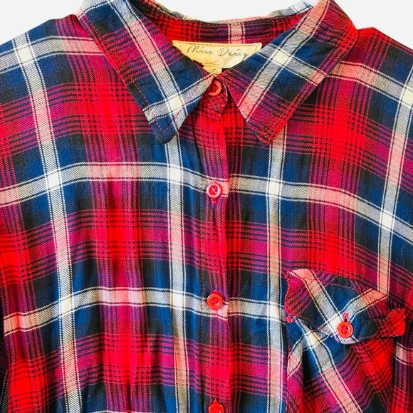 Miss Daisy Plaid Womens Button Down Shirt Size Medium - Picture 2 of 4